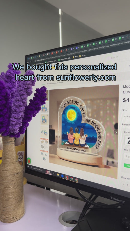 Aller-retour lunaire - Cadeau pour maman, grand-mère - Plaque acrylique personnalisée sur mesure