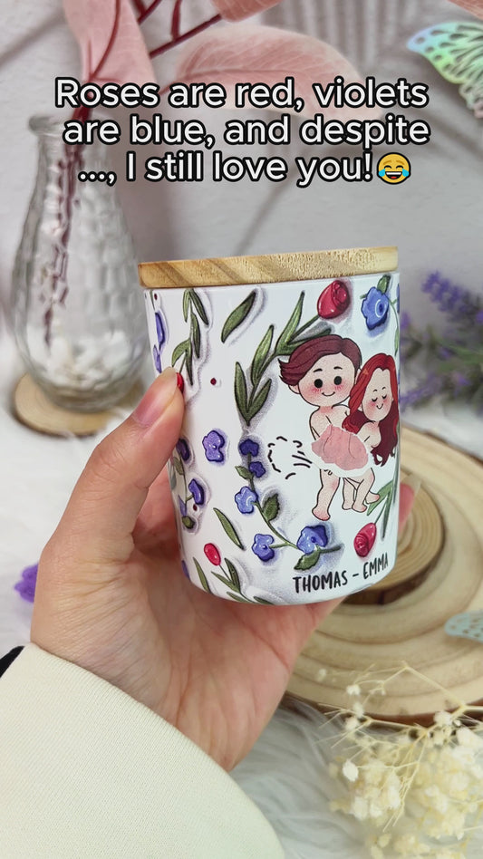 Je t'aime encore - Bougie personnalisée pour couple avec couvercle en bois