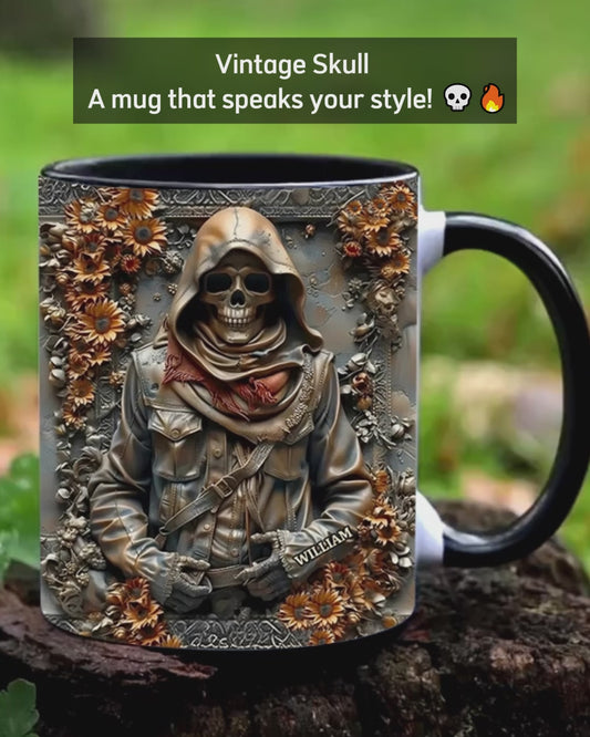 Mug personnalisé à motif crâne vintage
