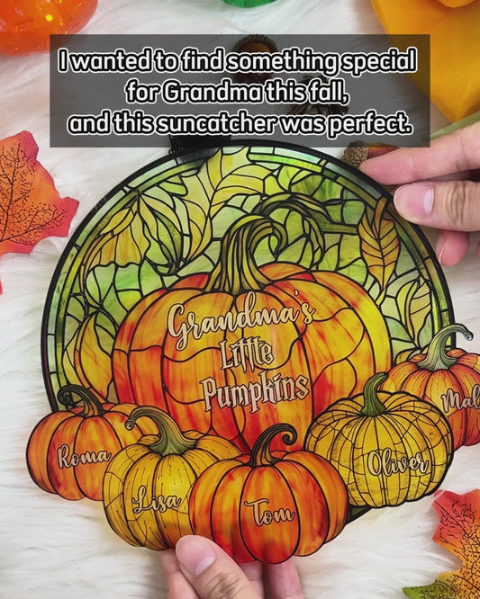 Grandma's Little Pumpkins Any Title - Personalized Grandma Window Hanging Suncatcher Ornament