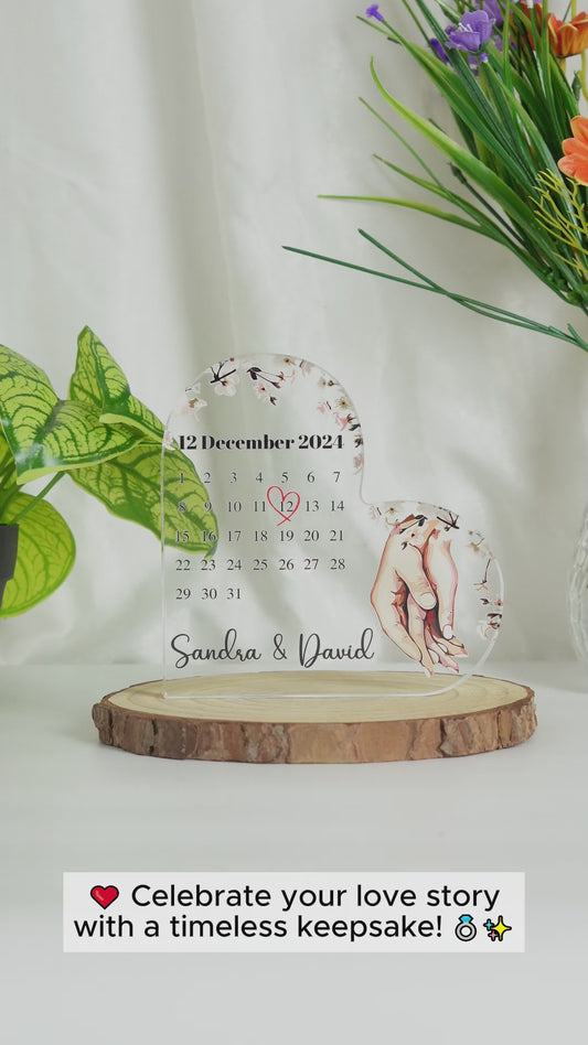 Calendrier de couple marié - Plaque acrylique personnalisée pour couple.