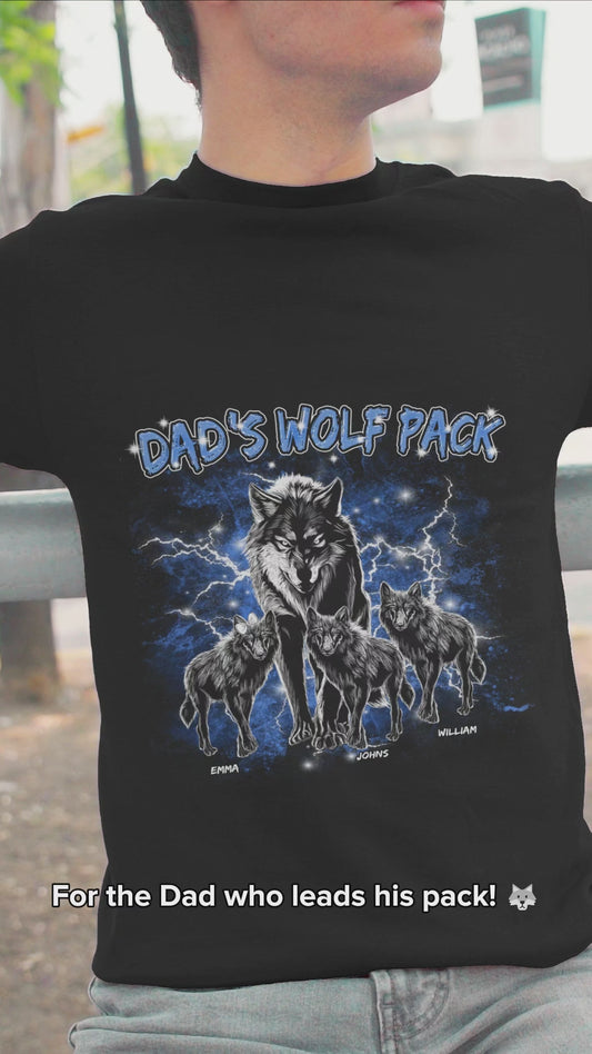 Papa's Wolf Pack Thunder Bootleg - Personalized Father T-shirt And Hoodie
