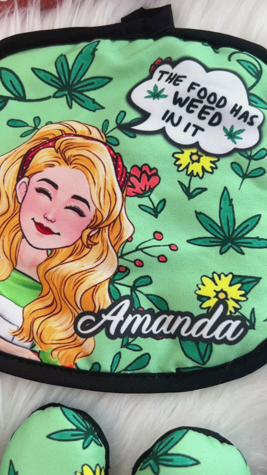 Ensemble de gants de cuisine et maniques personnalisés « Love Baking »