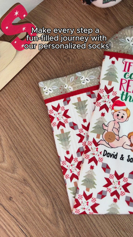 Si tu peux lire ceci, viens me frapper - cadeau pour mari, femme, petit ami, petite amie - Chaussettes personnalisées