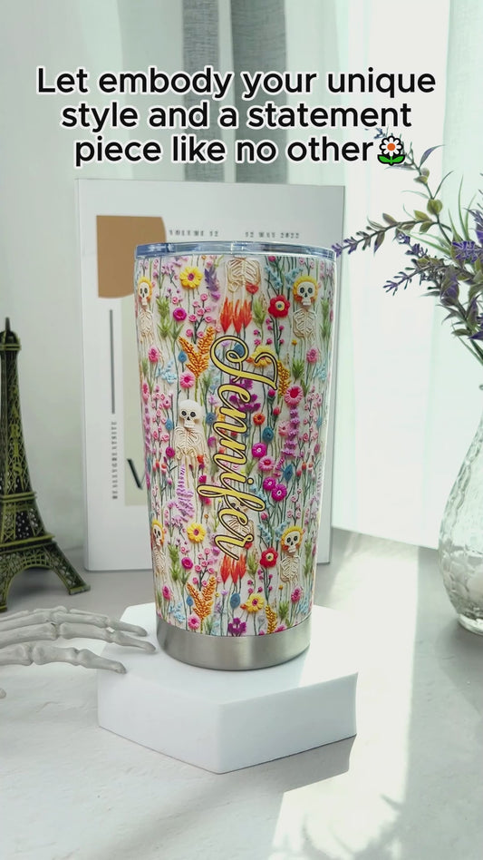 Gobelet squelette floral - Crâne personnalisé