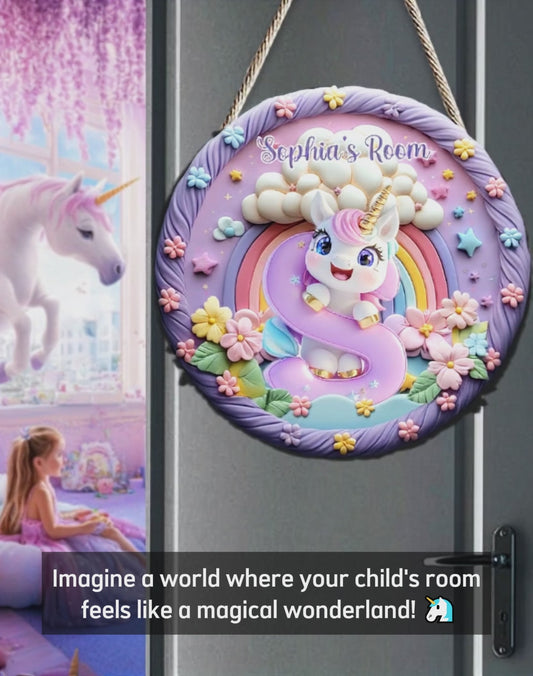 Lettre Licorne Mignonne - Panneau en Bois Personnalisé pour Enfant - Forme Personnalisée