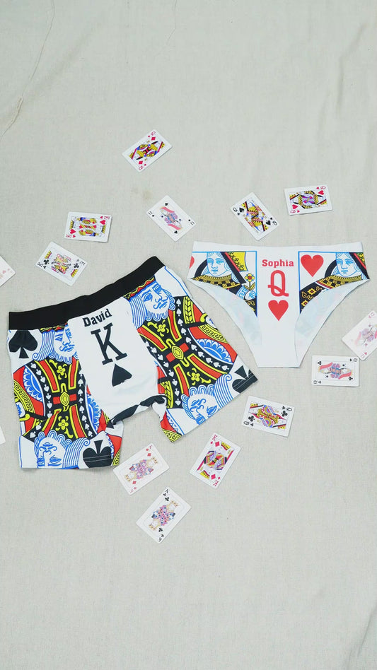 King And Queen - Personalized Couple Women Briefs & Men Boxer Briefs