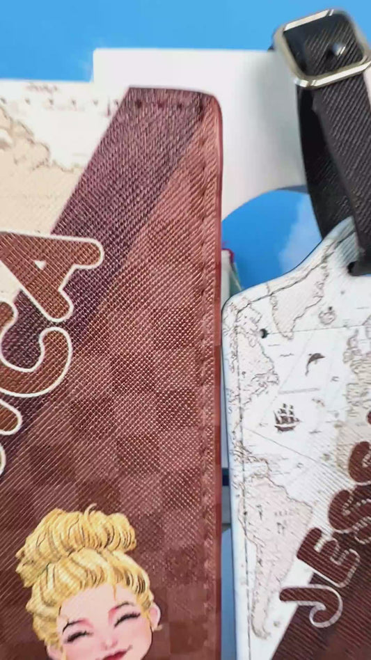 Adventure Awaits - Personalized Travelling Leather Luggage Tag & Passport Holder