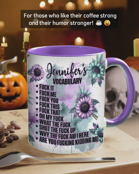 Mug personnalisé à motif de crâne avec vocabulaire amusant