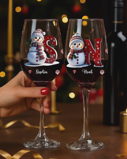 Joyeux Noël - Verre à vin familial personnalisé à longue tige
