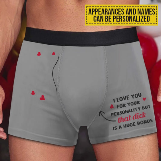 I Love You For Your Personality - Personalized Couple Couple Men's Boxer Briefs