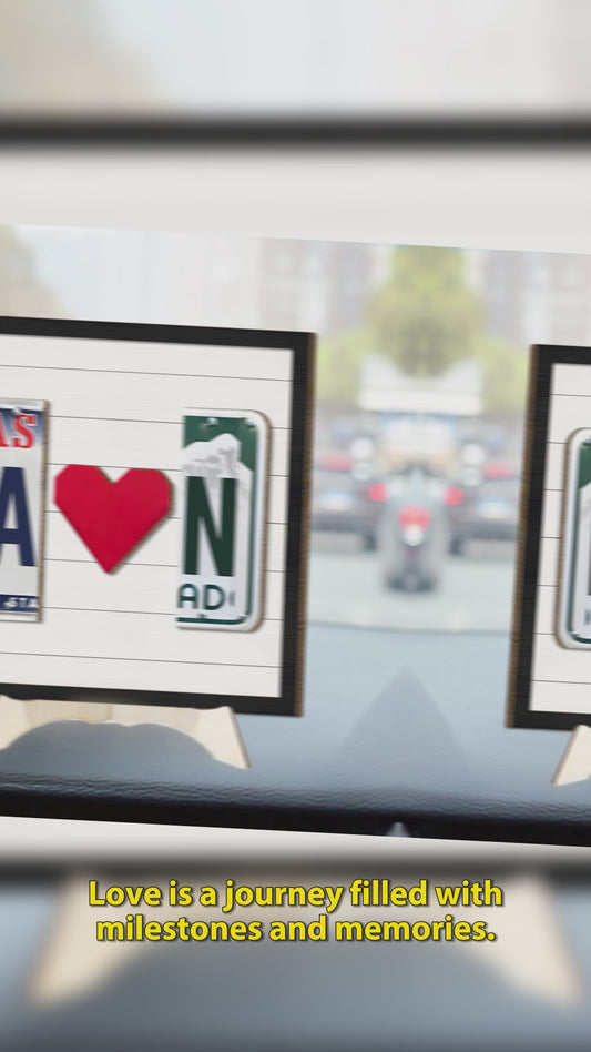 Plaque d'immatriculation personnalisée pour couple (2 couches) - Lettre au choix