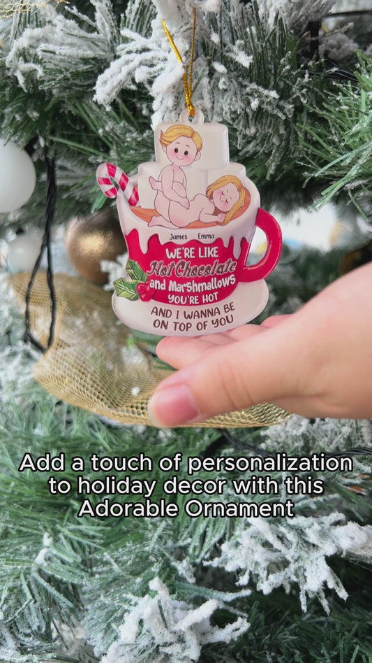 Chocolat chaud et guimauves - Ornement personnalisé pour couple