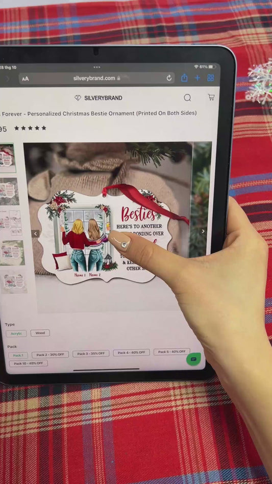 Besties Forever - Personalized Christmas Bestie Ornament (Printed On Both Sides)