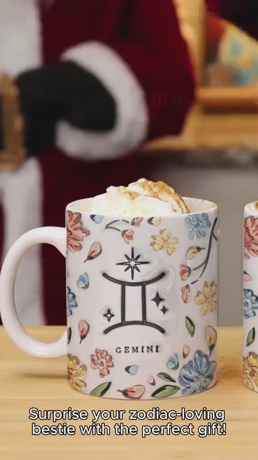 Mug personnalisé avec signe astrologique floral - Signe du zodiaque