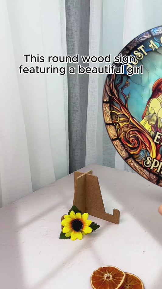 Juste une fille qui aime les chevaux - Panneau rond en bois personnalisé sur le thème des chevaux