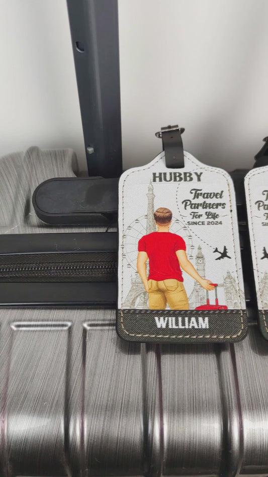 Partenaires de voyage pour la vie - Étiquette à bagages personnalisée en cuir