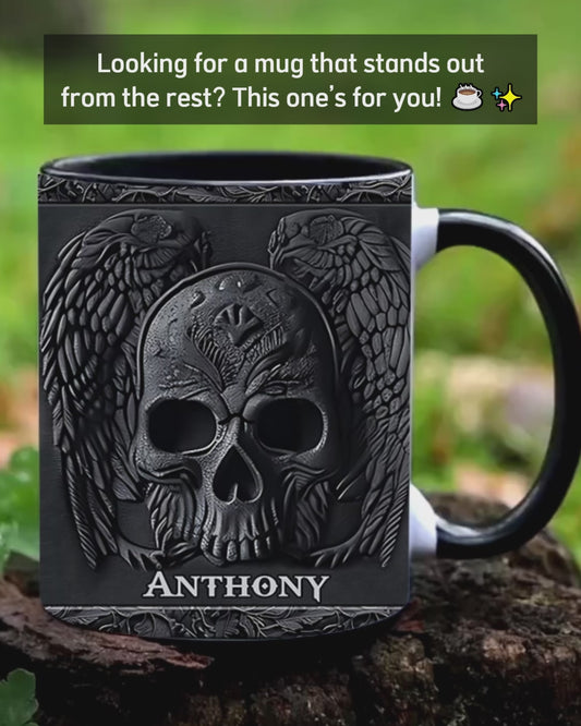 Mug à motif crâne personnalisé - Noir
