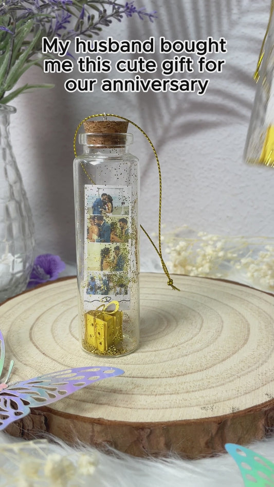 Photo et message personnalisés - Mini-bouteille décorative pour couple