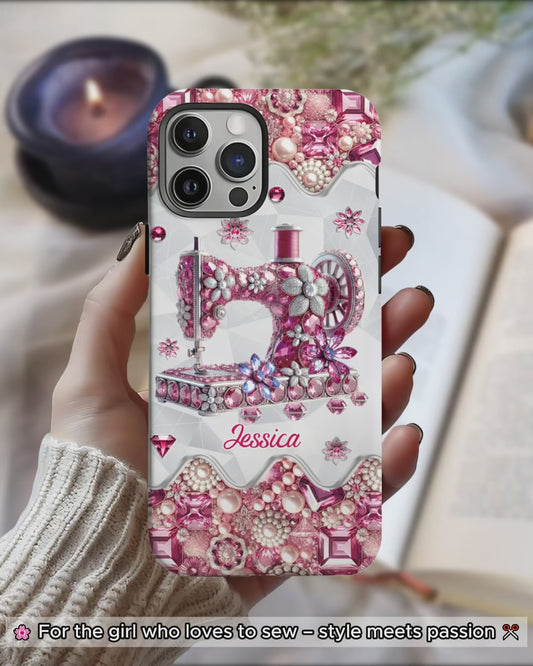 Coque de téléphone personnalisée « Juste une fille qui aime coudre » avec impression intégrale