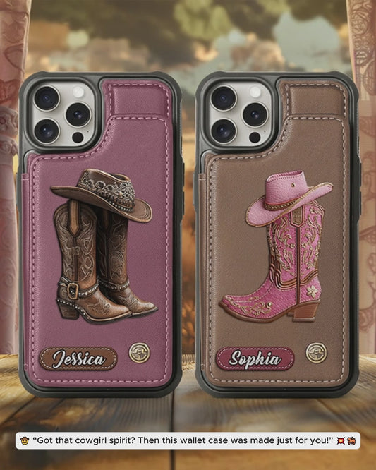 Western Spirit - Étui portefeuille personnalisé pour téléphone, style cowgirl