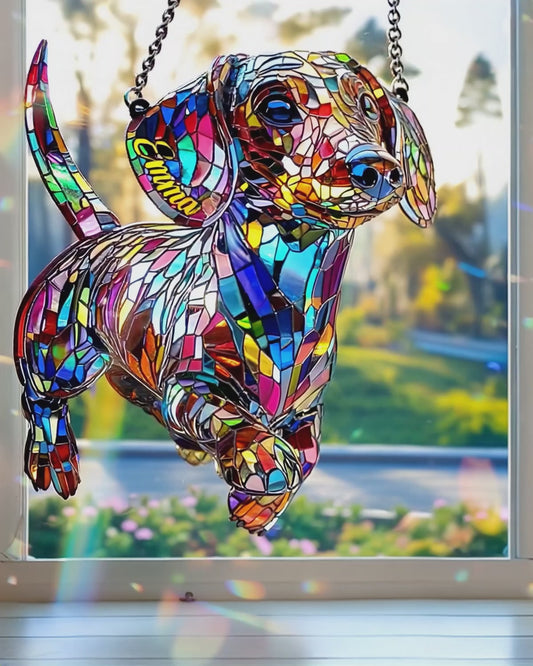 Love Dachshunds - Personalized Dachshund Window Hanging Suncatcher Ornament