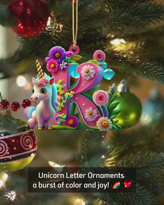 Cute Unicorn Letter - Personalized Kid Ornament