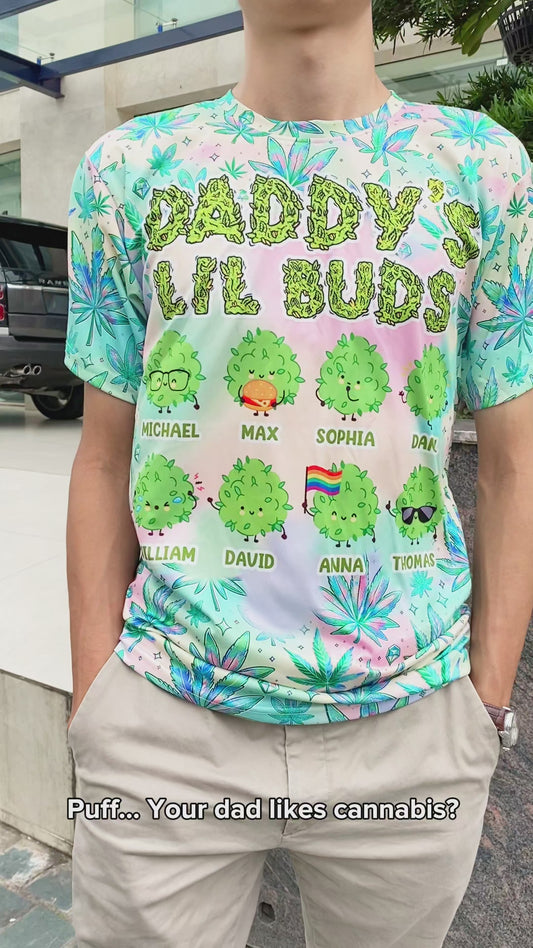 Les petits bourgeons de maman - La maman la plus cool du monde - T-shirt personnalisé avec motif cannabis.