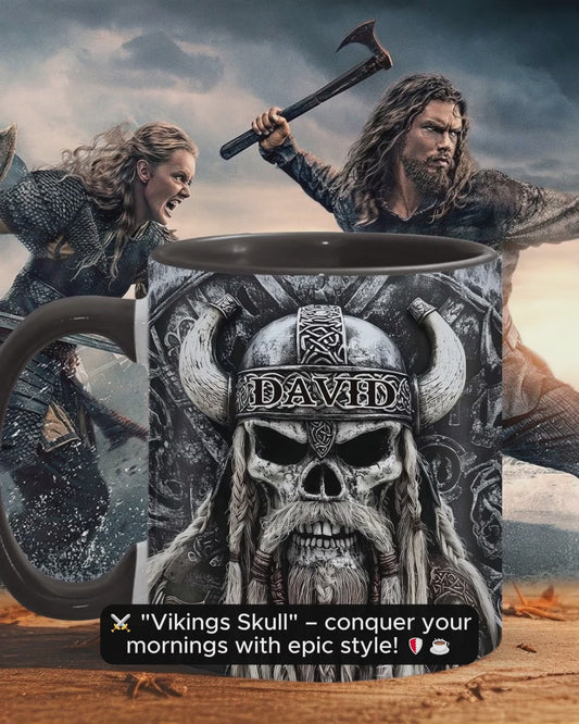 Vikings Skull - Personalized Viking Accent Mug
