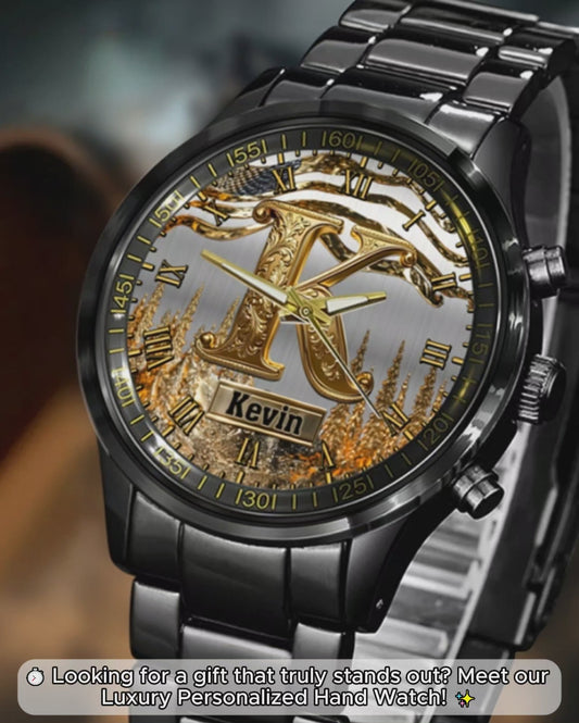 Montre-bracelet de luxe personnalisée avec initiales du prénom