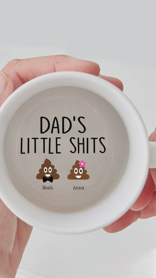 Les petits chéris de papa - Mug personnalisé avec message caché pour papa