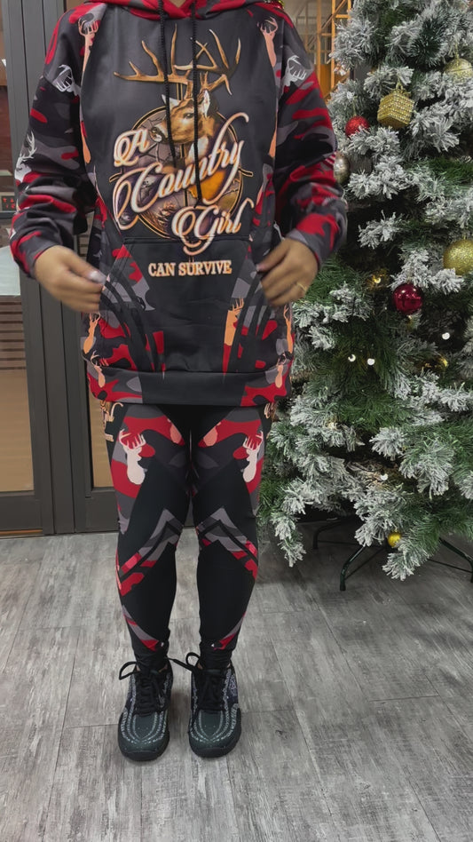 Fille de la campagne - Sweat à capuche et legging de chasse personnalisés
