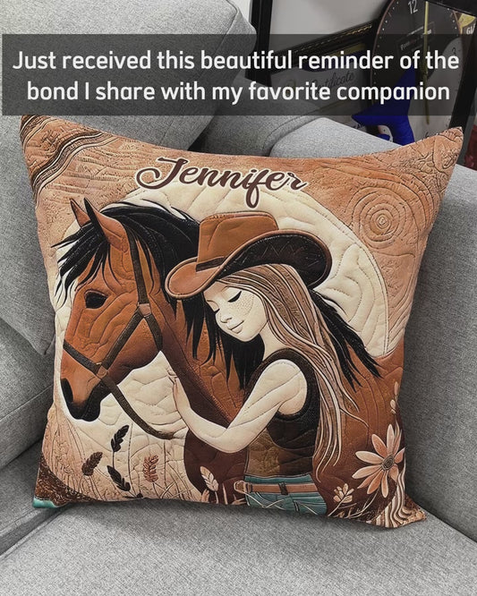 Amoureux des chevaux - Coussin décoratif personnalisé à motif cheval
