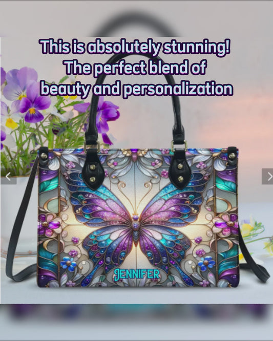 Magnifique papillon - Sac à main en cuir personnalisé avec papillon