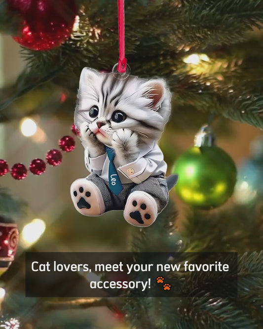 Cute Cat - Personalized Cat Custom Shaped Keychain