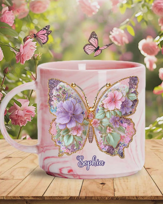 Love Butterfly - Personalized Butterfly Marble Mug