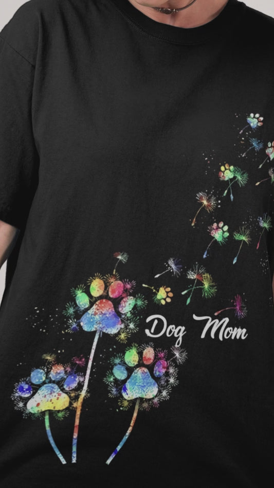 Maman de chien/Maman de chat/Maman d'animal de compagnie - T-shirt et sweat à capuche personnalisés avec pissenlit coloré - Motif chien