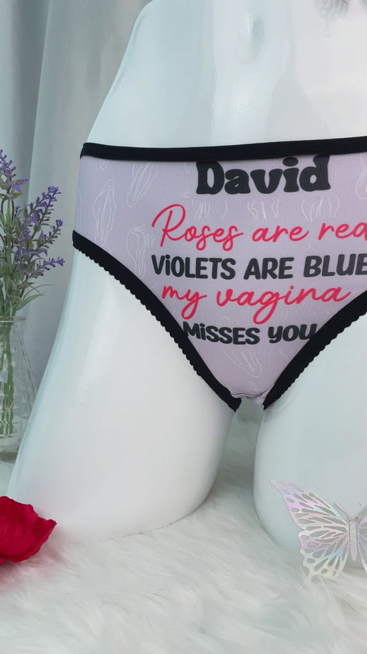 Mon vagin te manque - Culottes personnalisées pour couples avec bordure en dentelle