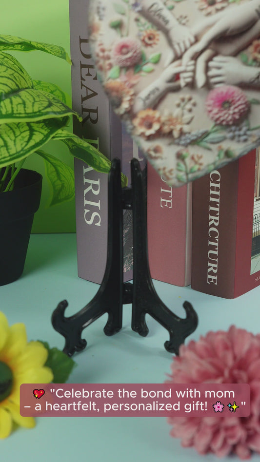 Tiens-nous la main - Pierre personnalisée en forme de cœur pour maman