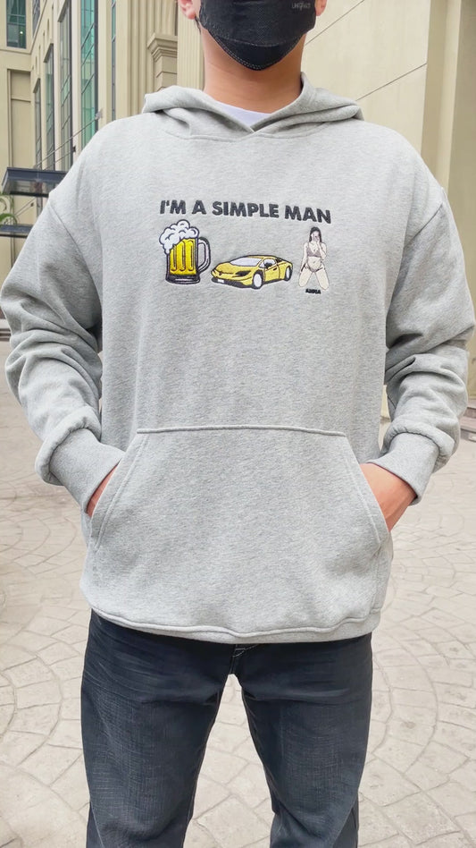 Je suis un homme simple - Sweat à capuche brodé personnalisé pour couple
