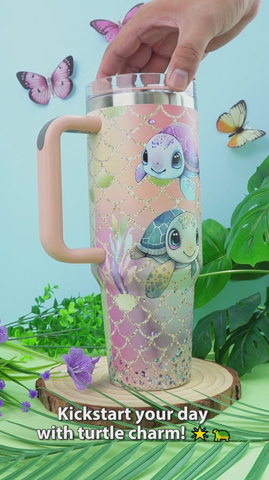 Adorables tortues - Gobelet personnalisé avec anse