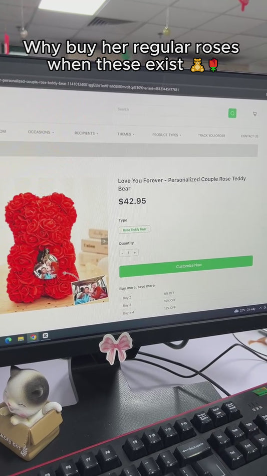 Je t'aimerai toujours - Ours en peluche rose personnalisé pour couple