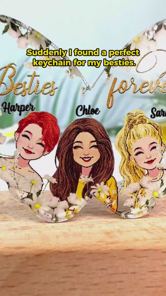 Meilleures amies pour toujours - Porte-clés transparent personnalisé pour meilleures amies