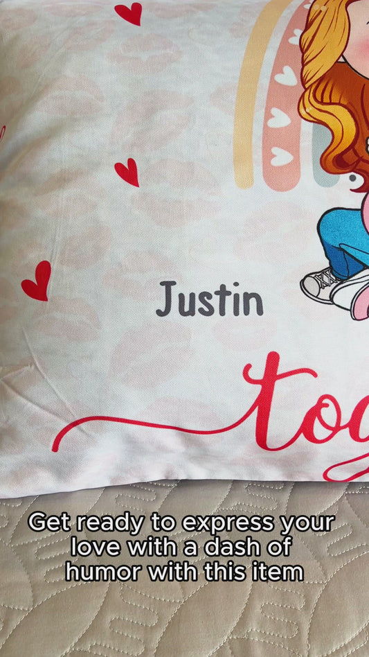 Être ensemble, c'est notre endroit préféré - Housse de coussin rectangulaire personnalisée pour couple