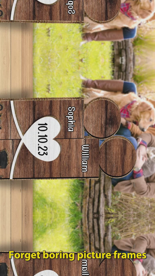 Figurines familiales en bois - Panneau/plaque en bois personnalisé à 2 niveaux pour la famille