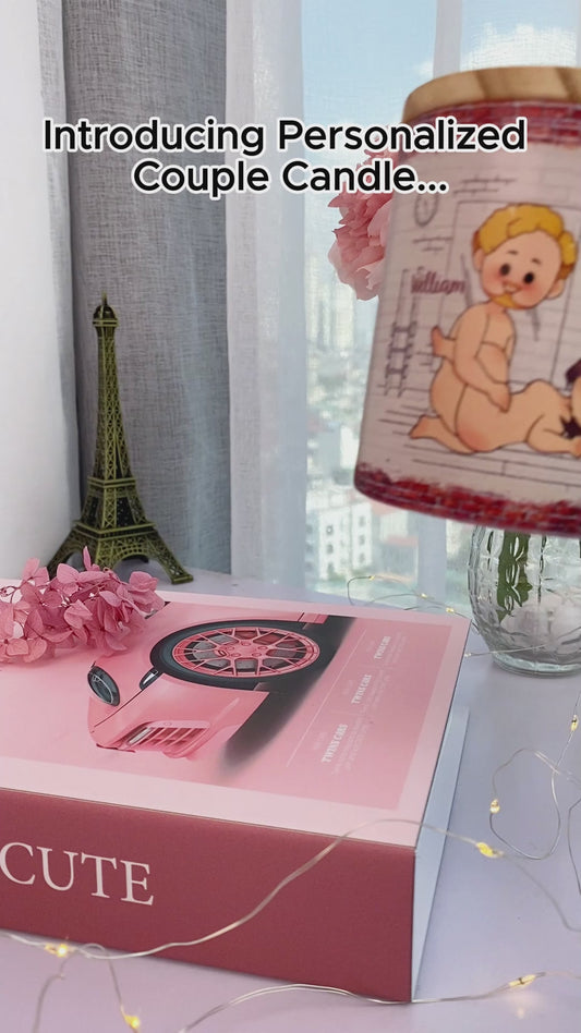 Bougie personnalisée pour couple avec couvercle en bois - Entraînement cardio