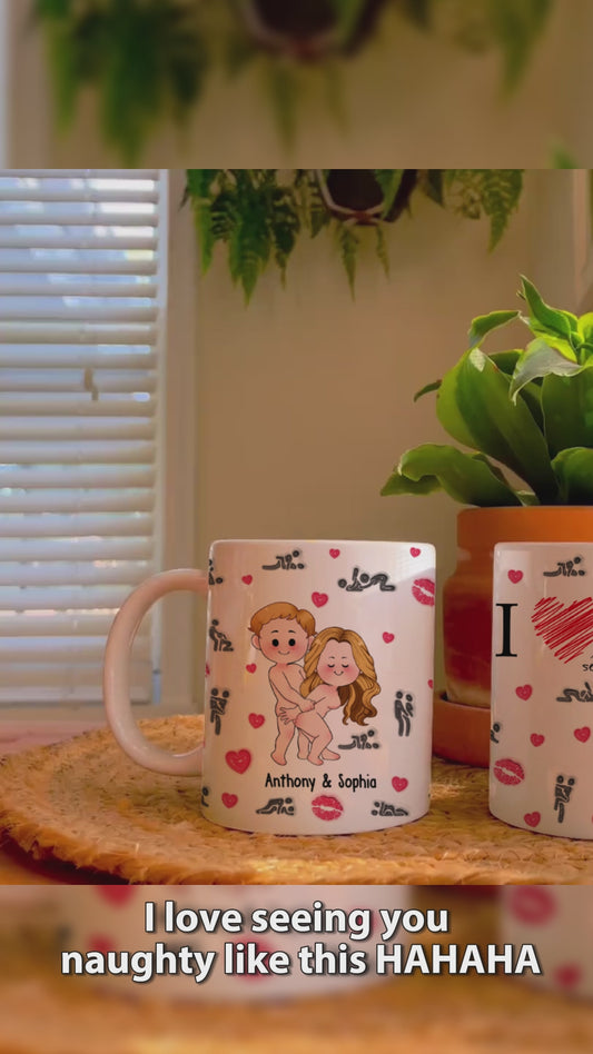 J'adore vous voir coquins - Mug personnalisé pour couple