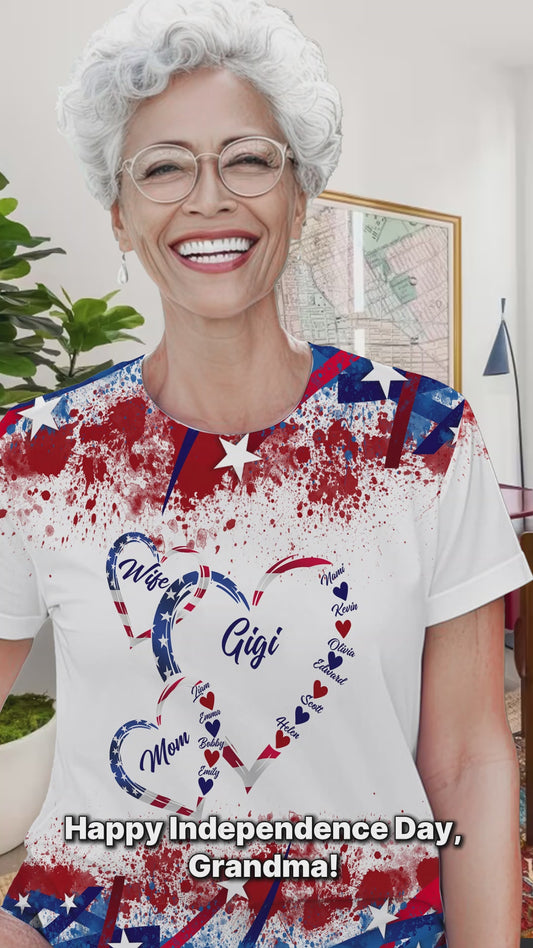 T-shirt personnalisé « Femme, Maman, Mamie » pour grand-mère