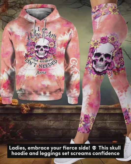 Je suis qui je suis - Sweat à capuche et legging personnalisés avec tête de mort