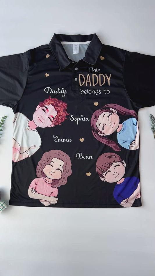 This Daddy Belongs To - Gift for dad, grandpa - Personalized Polo Shirt